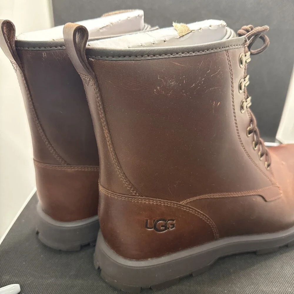 Ugg Kirkson 1120992-CLTHR Boots Men's 12 Chestnut Leather Waterproof Ankle UZI47